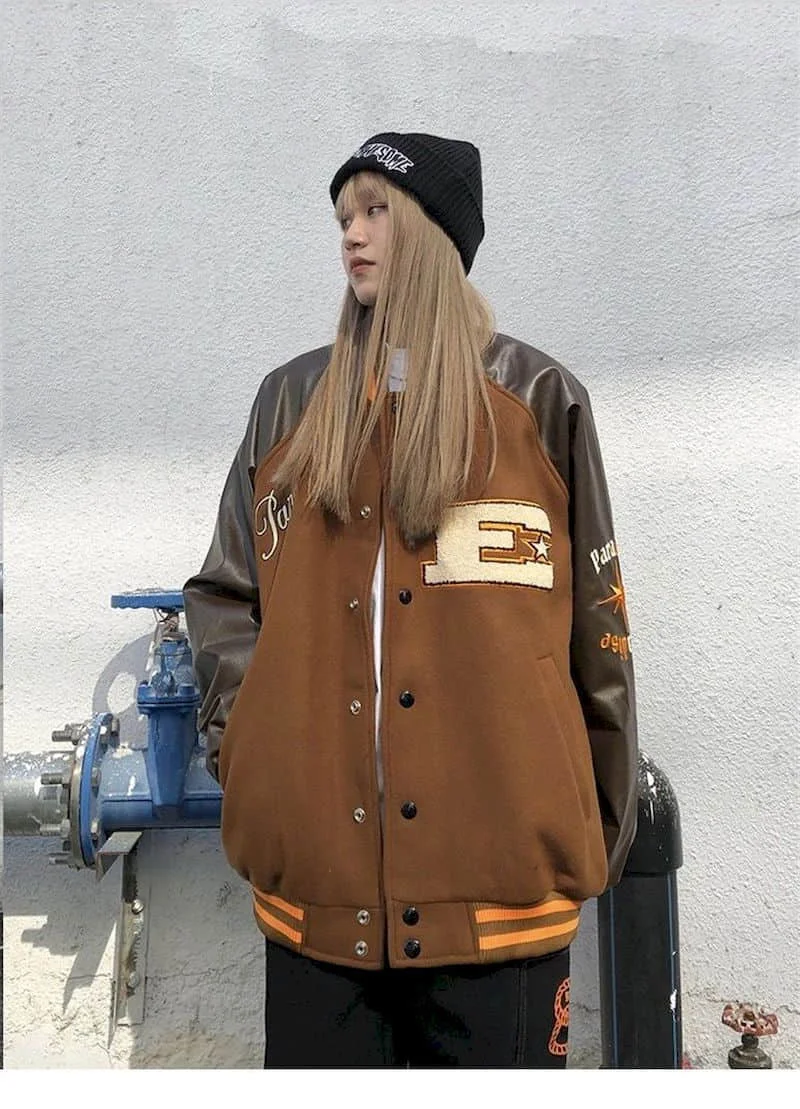 2021SS Bomber Woman Jacket Hip Hop Furry Bone Patchwork Color Block Jackets Mens Harajuku Streetwear Men Baseball Coats Unisex