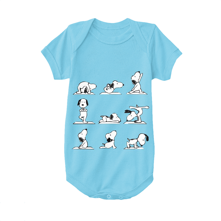 Snoopy Different Yoga Poses, Snoopy Baby Onesie