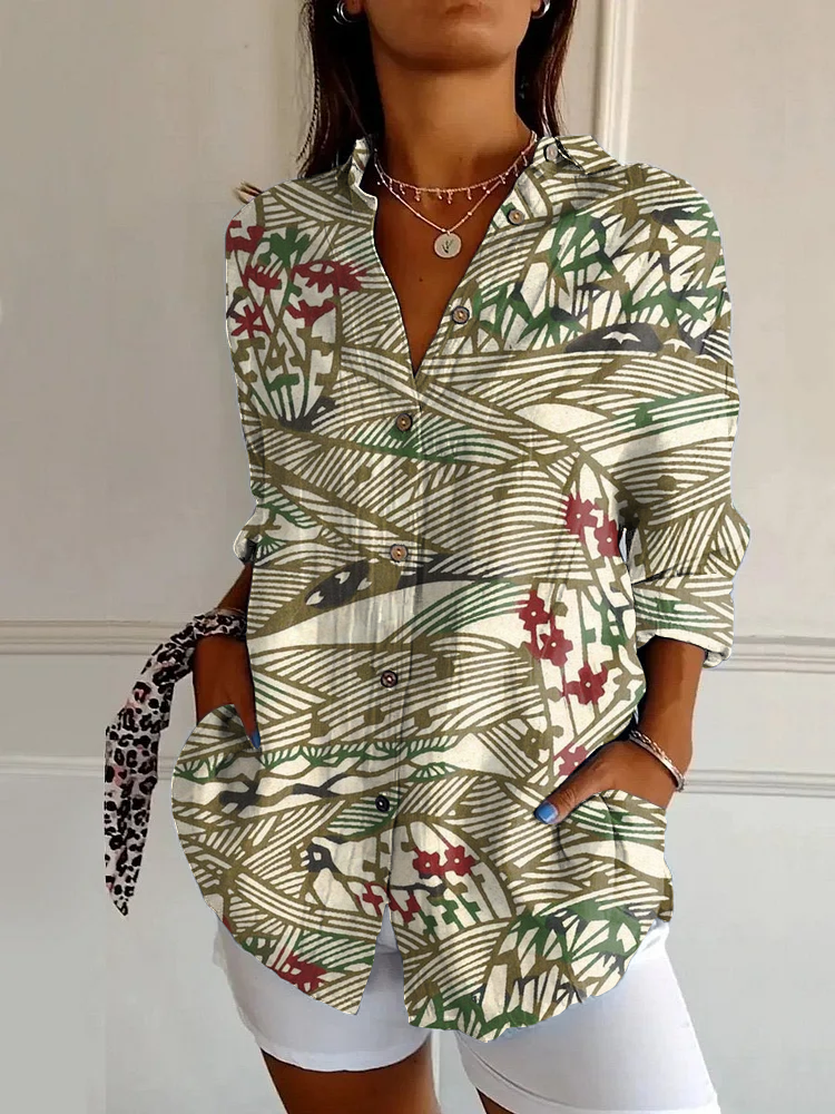 Classic Print Casual Long Sleeve Shirt