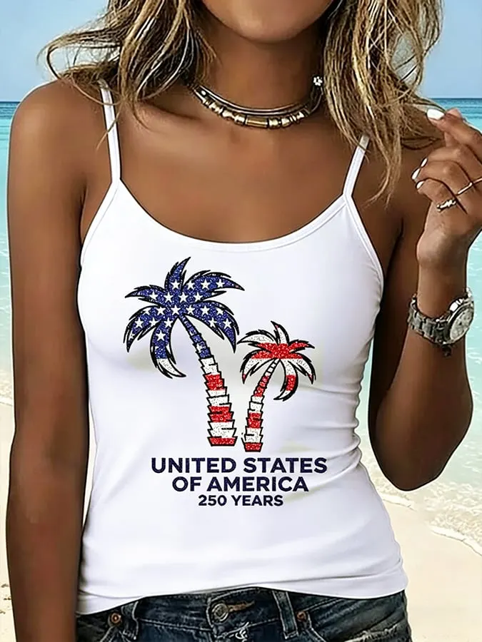 Women's American Flag 250th Print Casual Camisole 