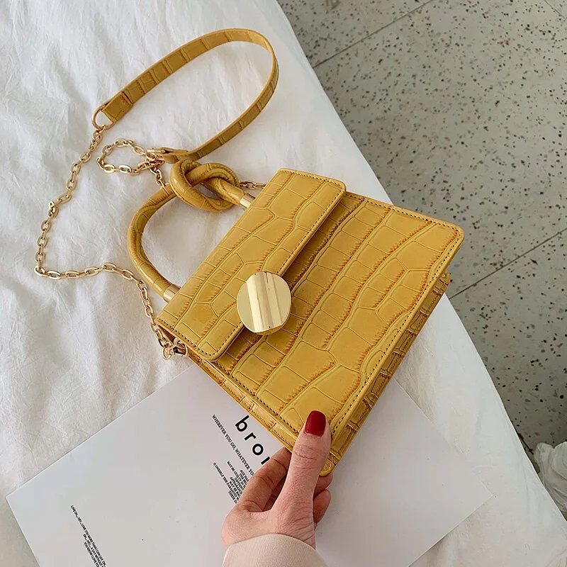 2020 Fashion New Tote bag Quality Leather Women's Designer Handbag Crocodile pattern Chain Shoulder Messenger Bag Bolsos Mujer