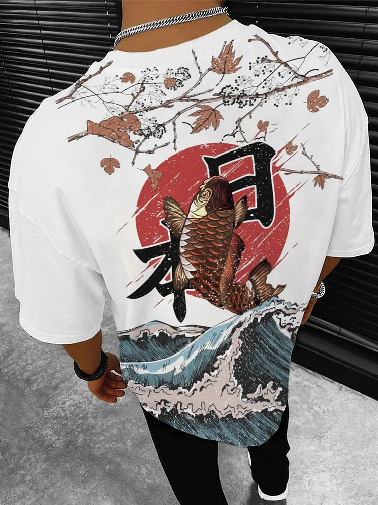 Men's Vintage Ocean Floral Art Print T-Shirt