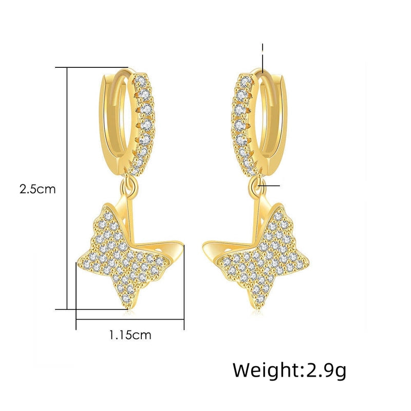 1 Pair Sweet Cool Style Butterfly Plating Inlay Copper Zircon Rose Gold Plated White Gold Plated Gold Plated Men Huggies