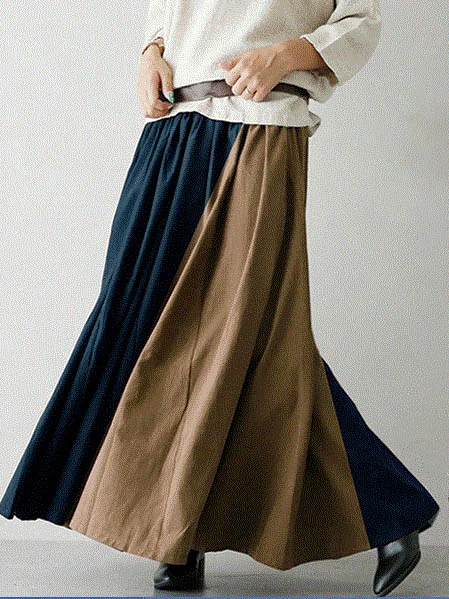 Elegant Split-Joint Color Skirt