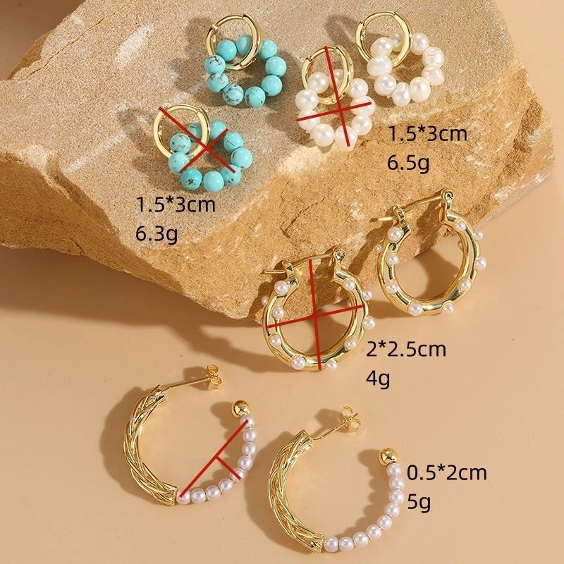 Hot Selling Freshwater Pearl Natural Stone Fashion Earrings  Style Elegant Luxury Copper Plated 14K Real Gold Earrings For Women