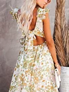 Floral Printed Backless Empire Maxi Dress