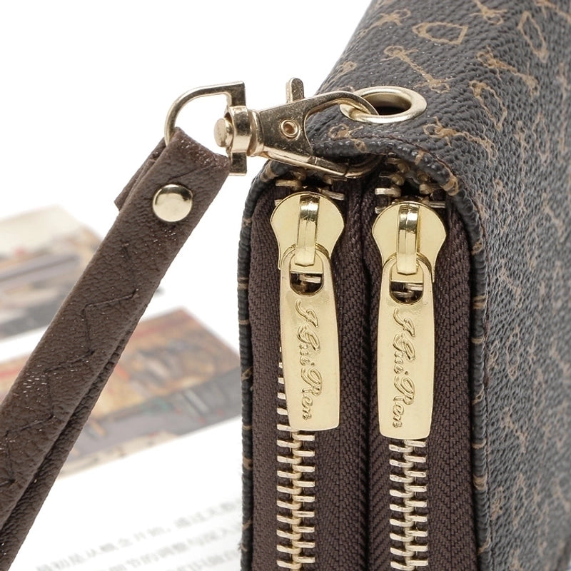 Fashion Stone Pattern Long Double Zipper Wallet