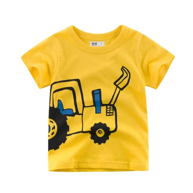 2-8 Years Children Summer T-shirts Kids Clothes Boys Short Sleeve Tops Baby Boy Cartoon Car Print Tees Kid Cotton T Shirt Outfit