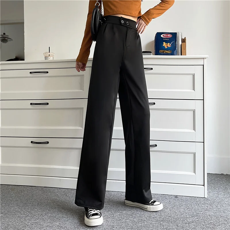 Uveng Uveng Leg Pants Women 2023 Autumn Dress New Korean Version Of High Waist Pendant Suit Pants Retro Student Casual Pants Women's Wear