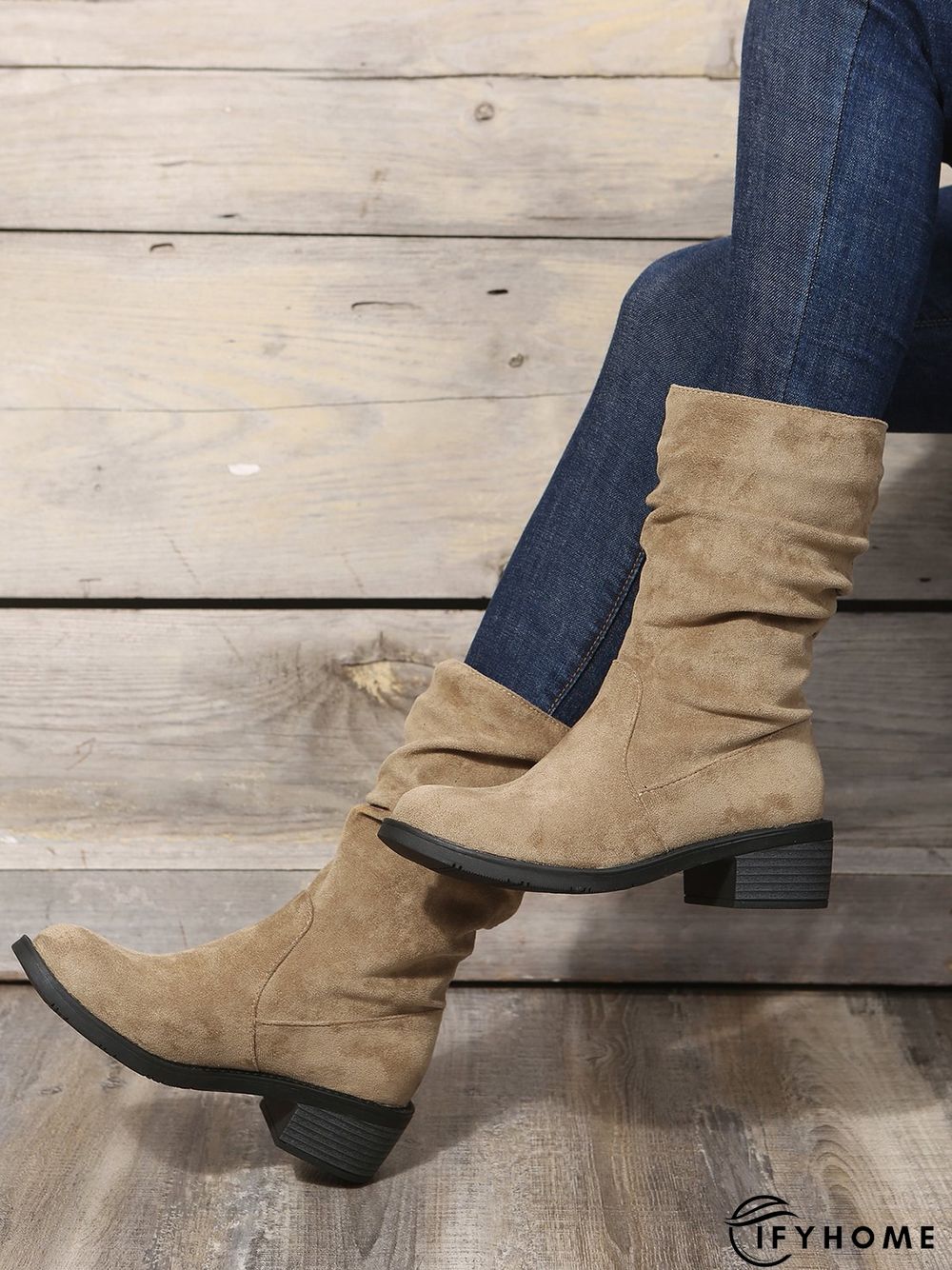 Faux Suede Slip On Slouchy Boots | IFYHOME