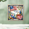 Diamond Painting Acrylic 2D Flat Independence Day Hanging Diamond Art Kits Wall Door Decor