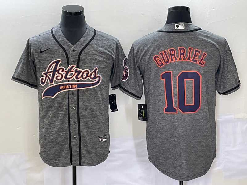 Men's Houston Astros Yuli Gurriel #10 Gray Replica Team Jersey Joint Edition mysite