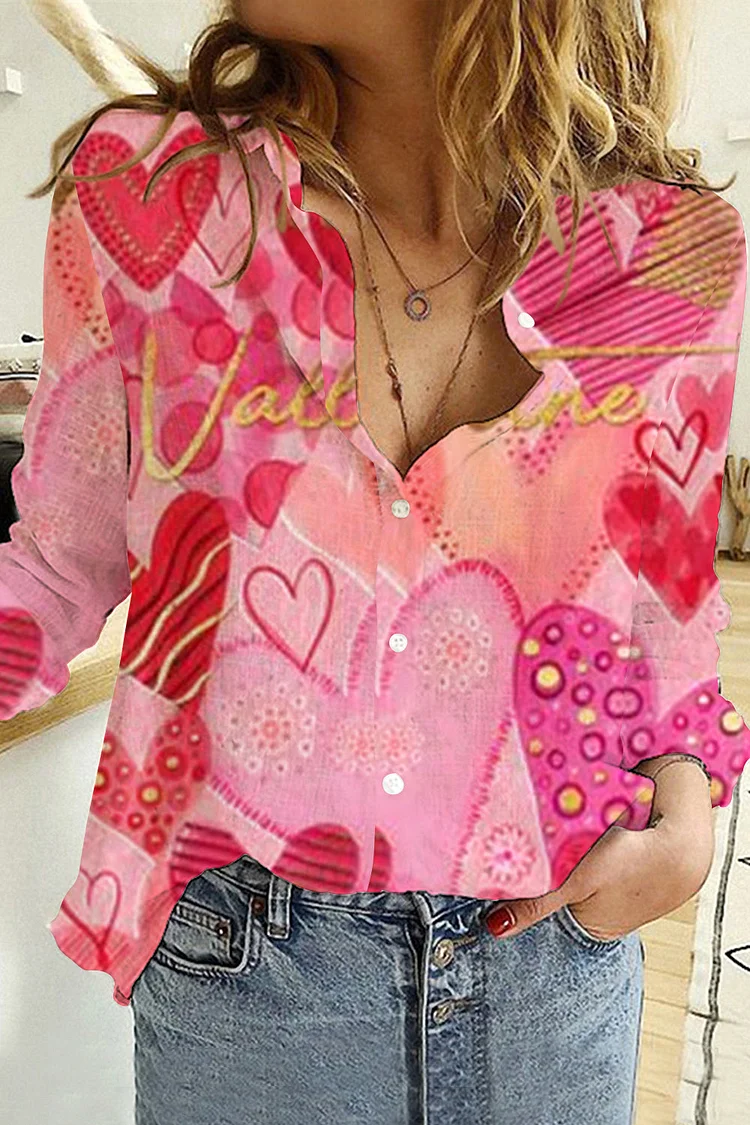 Vintage Valentine's Day Pink Love Long Sleeve Shirt