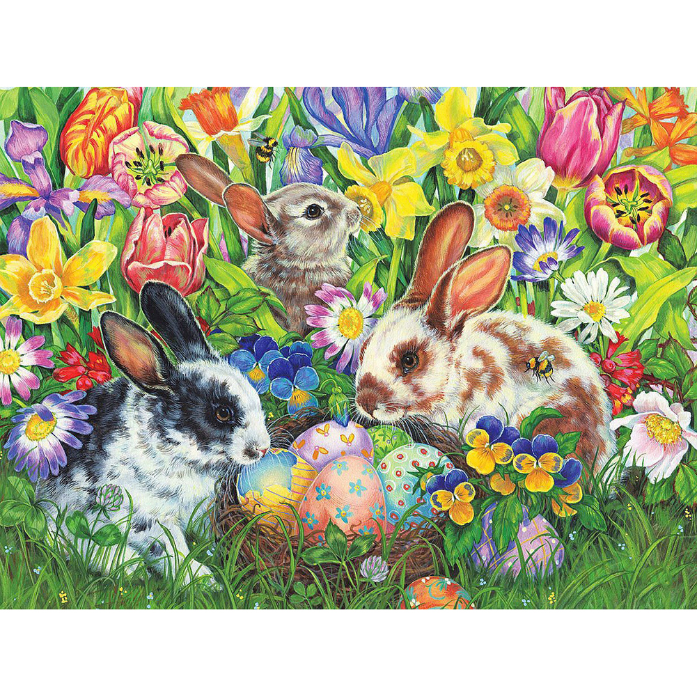 

50*40CM - Round Drill Diamond Painting - Easter Bunny, 501 Original