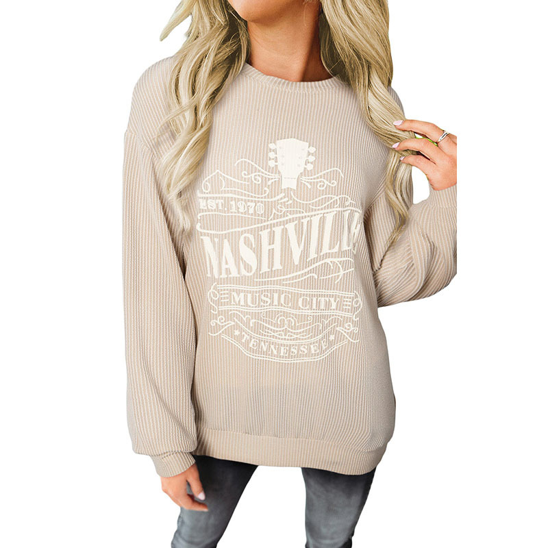 Mature Women Pullover Round Neck Long Sleeves Top