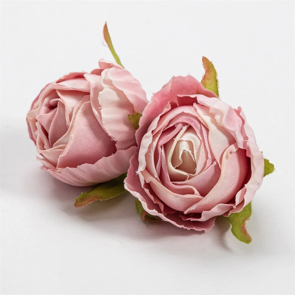 Nanairo 10pcs 3.5cm Artificial Silk Rose Flower Head Home Wedding Party Decora Christmas Craft Accessories Fake Flowers