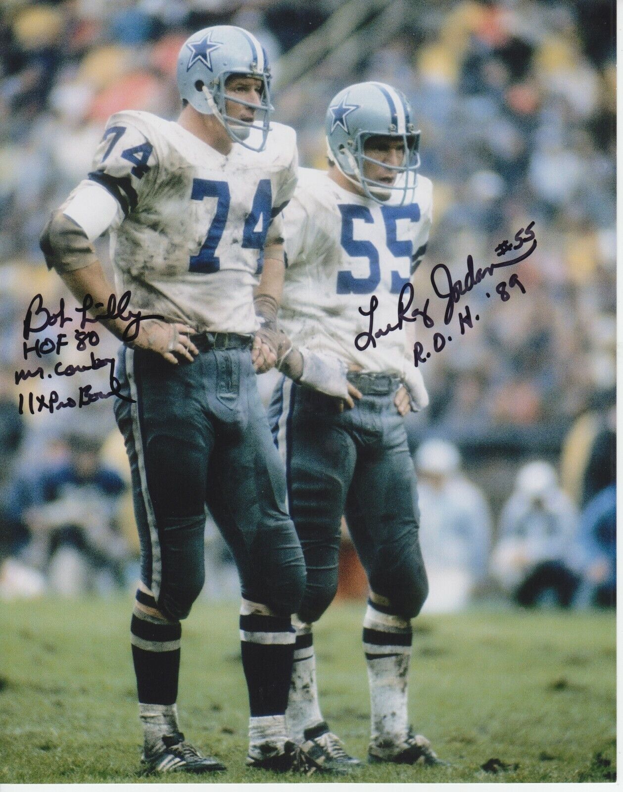 Bob Lilly Lee Roy Jordan W/ Inscriptions #1 8x10 Signed Photo Poster painting w/COA