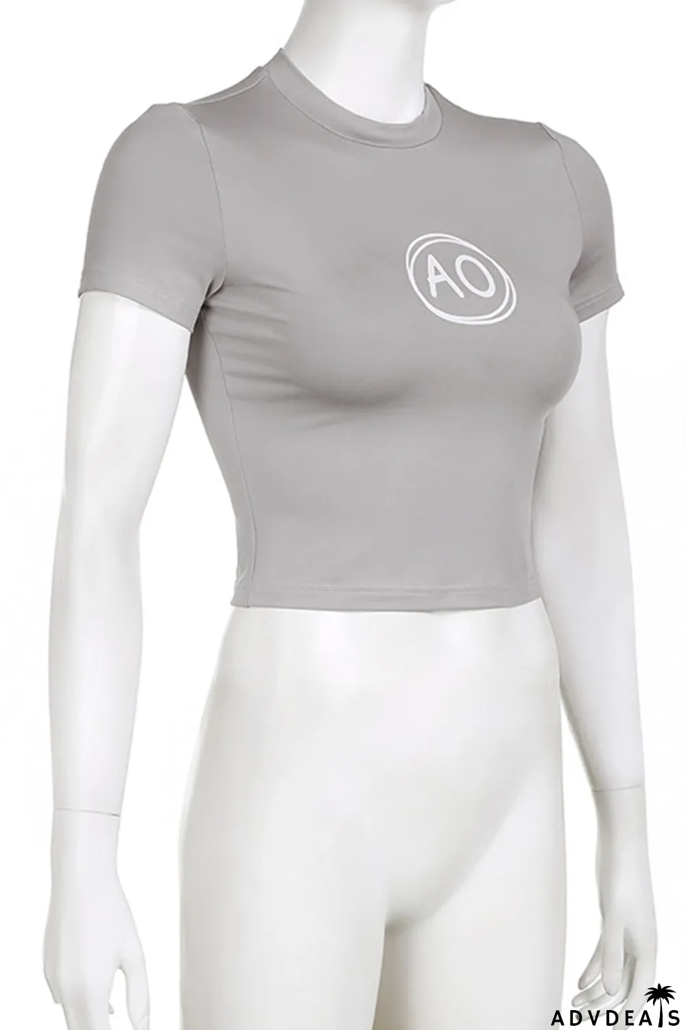 Blue Casual Street Print Patchwork O Neck T-Shirts