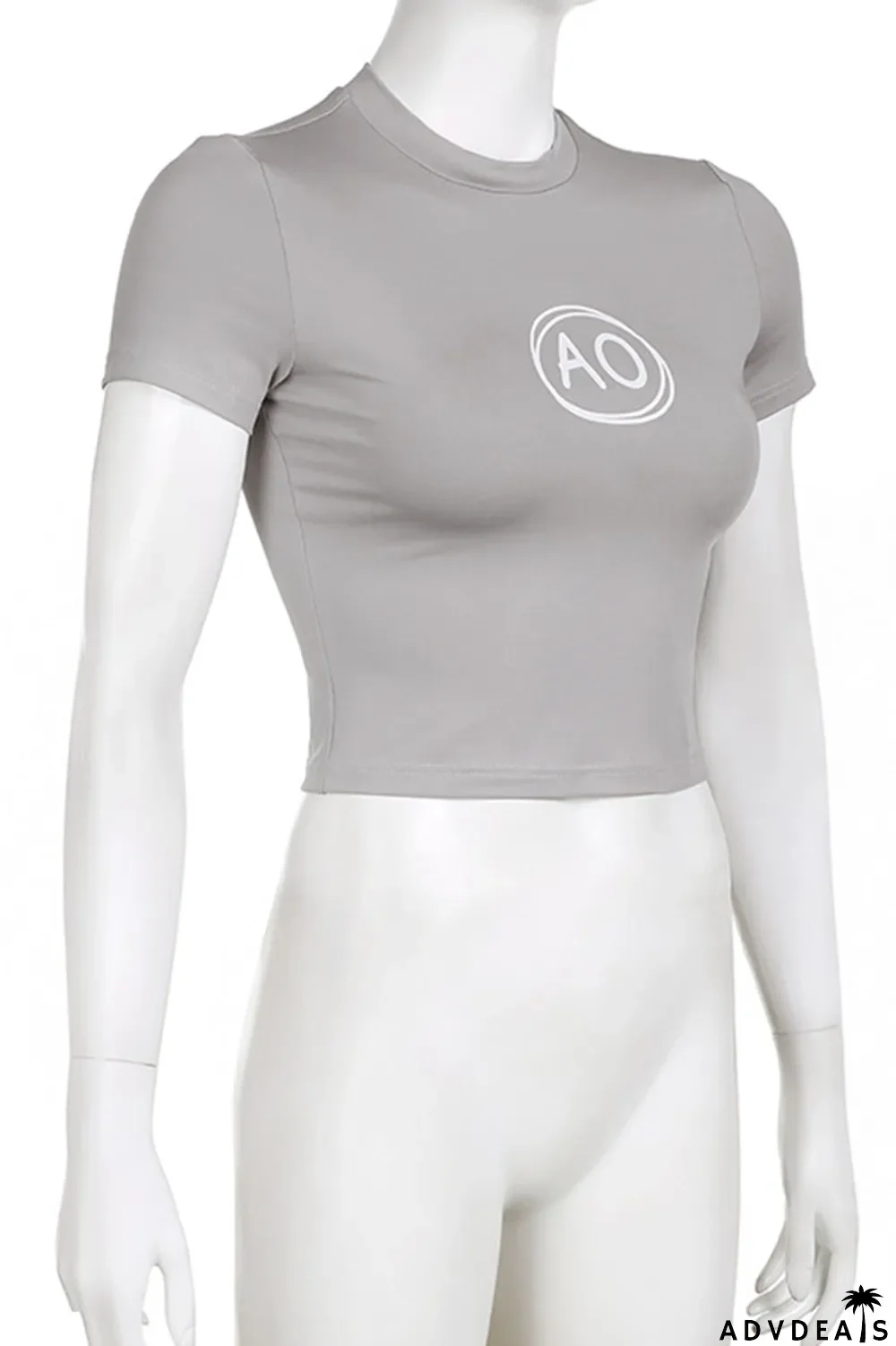 Blue Casual Street Print Patchwork O Neck T-Shirts