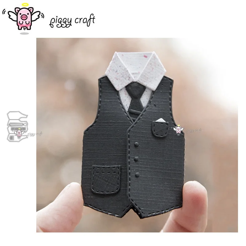 Piggy Craft metal cutting dies cut die mold New Men's waistcoat tie Scrapbook paper craft knife mould blade punch stencils dies