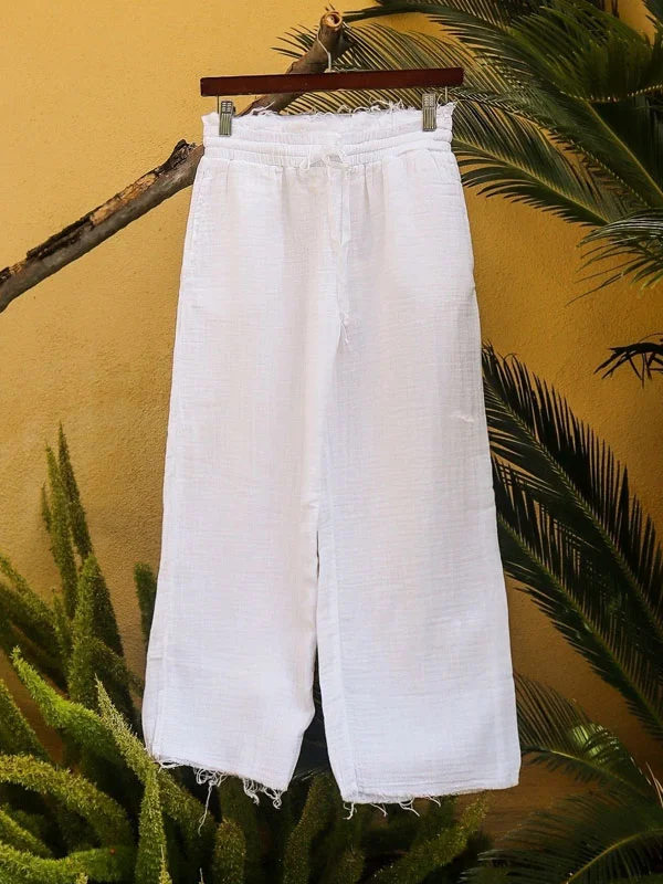 loose wide leg cotton linen women's pants
