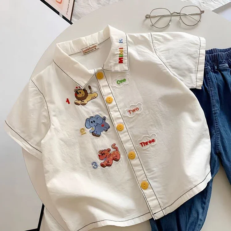 MINI Toddler Boy Lapel Collar Animal Shirt