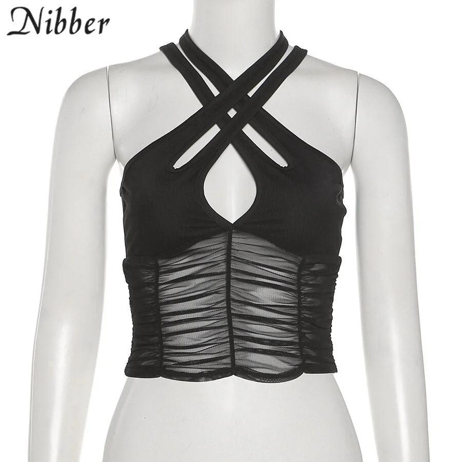 Nibber Women Fairy Grunge Halter Top Sexy For Women 2021 Sleeveless Crop Top Demon Slayer Female Casual Streetwear Hot Deals