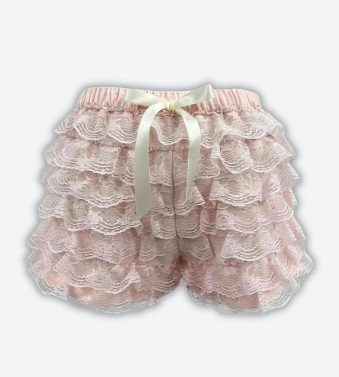 Brownm Lace Ruffled Shorts