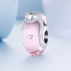 925 Silver Glass Cat Pendant Dangle Charm for Bracelet and Necklace