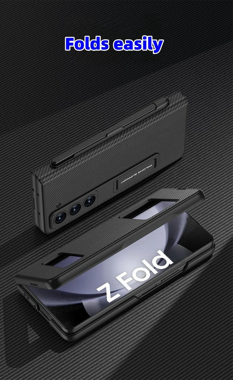 Samsung Galaxy ZFold series pen tray flip cover plain leather holder mobile phone case