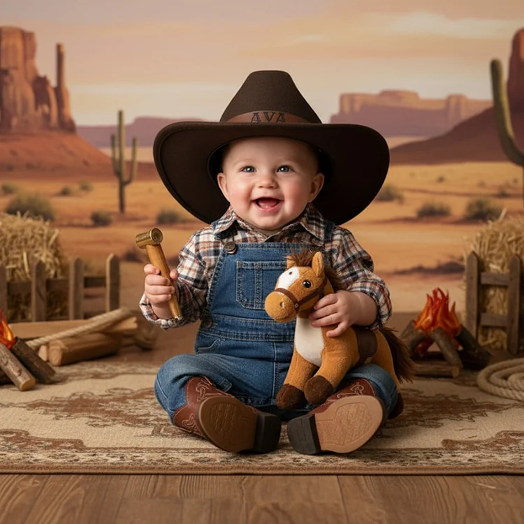 Personalized Cowboy Hat for Toddler Boys Girls, Western Hat for Kids Men Women, Custom Leather Patch Baby Cowgirl Hat