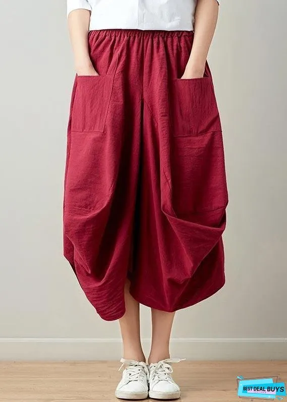 Stylish solid lantern Cotton Linen Skirts Summer