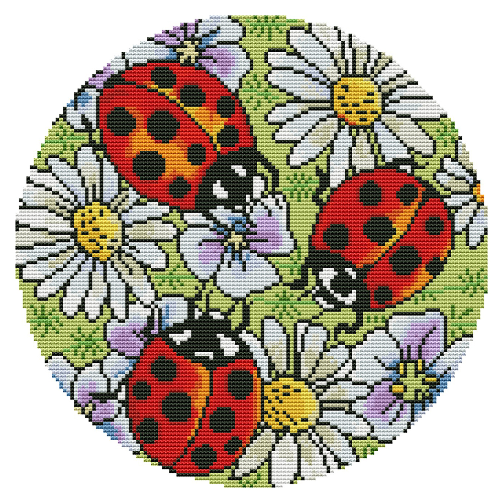 

Ladybug - 11CT Stamped Cross Stitch - 36*36CM, 501 Original