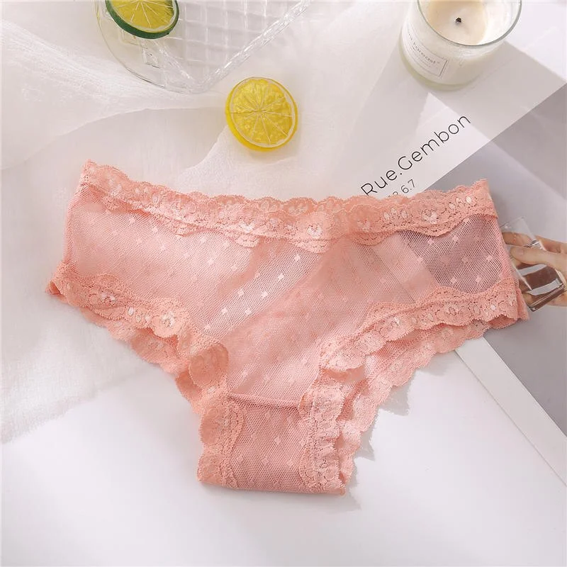 Lace Panties Sexy Underwear Women Briefs Pantys Female Underpants Perspective Panties Girls Intimates Lingerie Solid Color M-XL