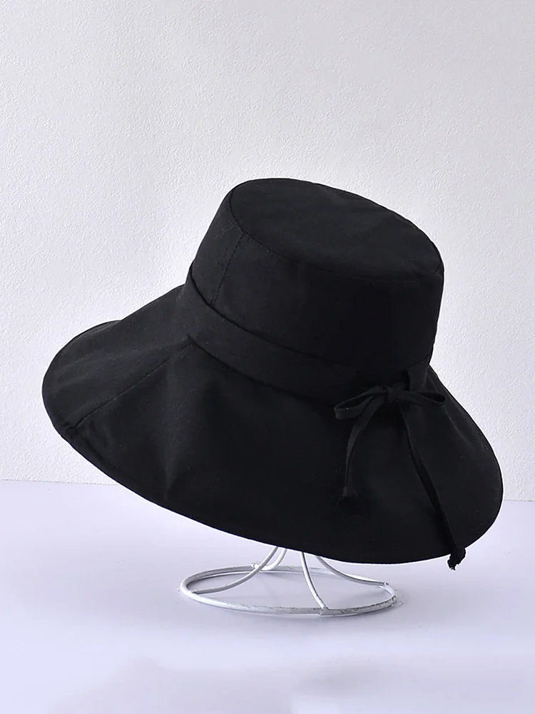 Summer Solid Cotton Drawstring Sunproof Hat