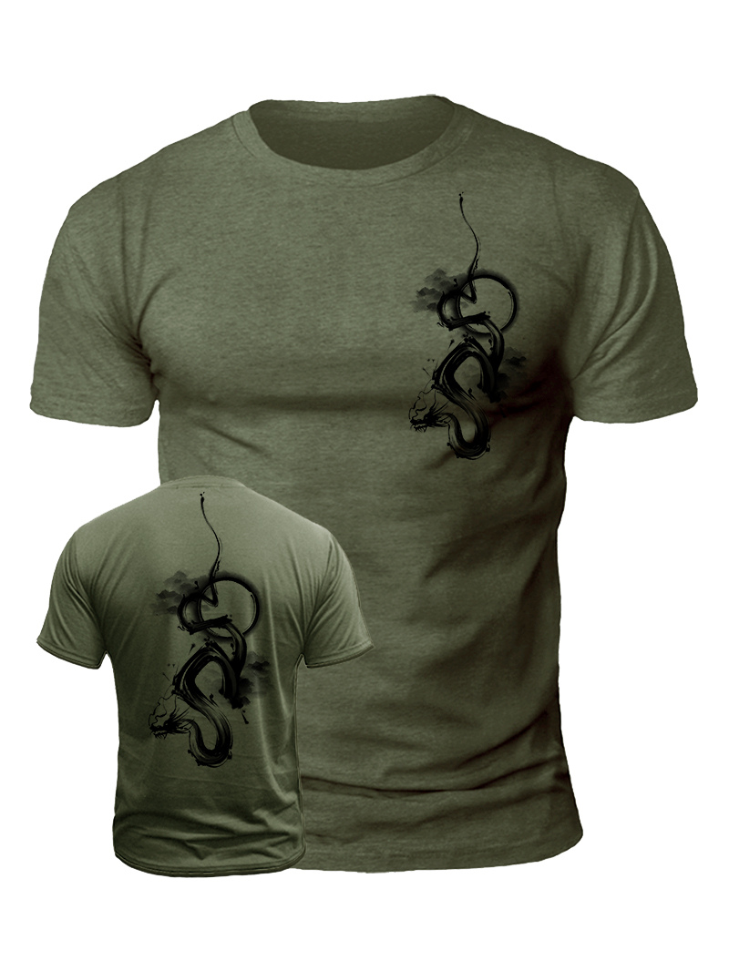 Men's Cloud Dragon Print Casual Short Sleeve T-shirt