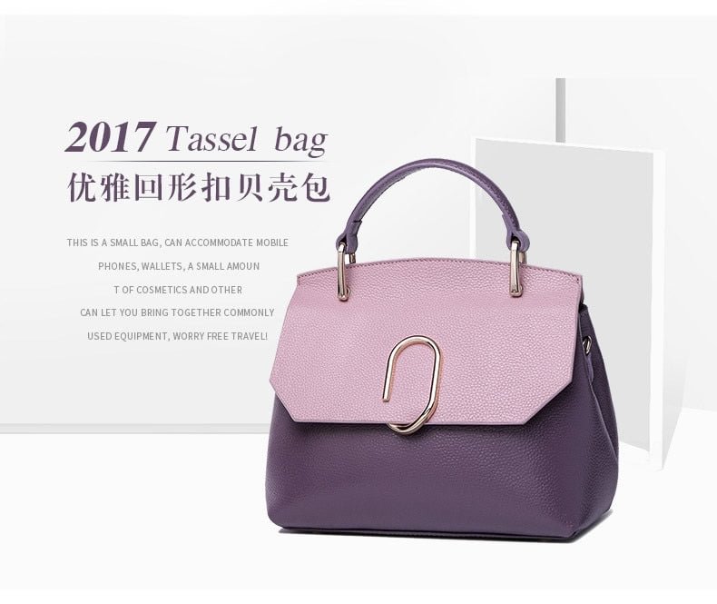 Fashion Genuine Leather Women Bag Luxury Handbags VL PINK AND GRAY  Small Messenger Shoulder Bag Panelled Crossbody Bags