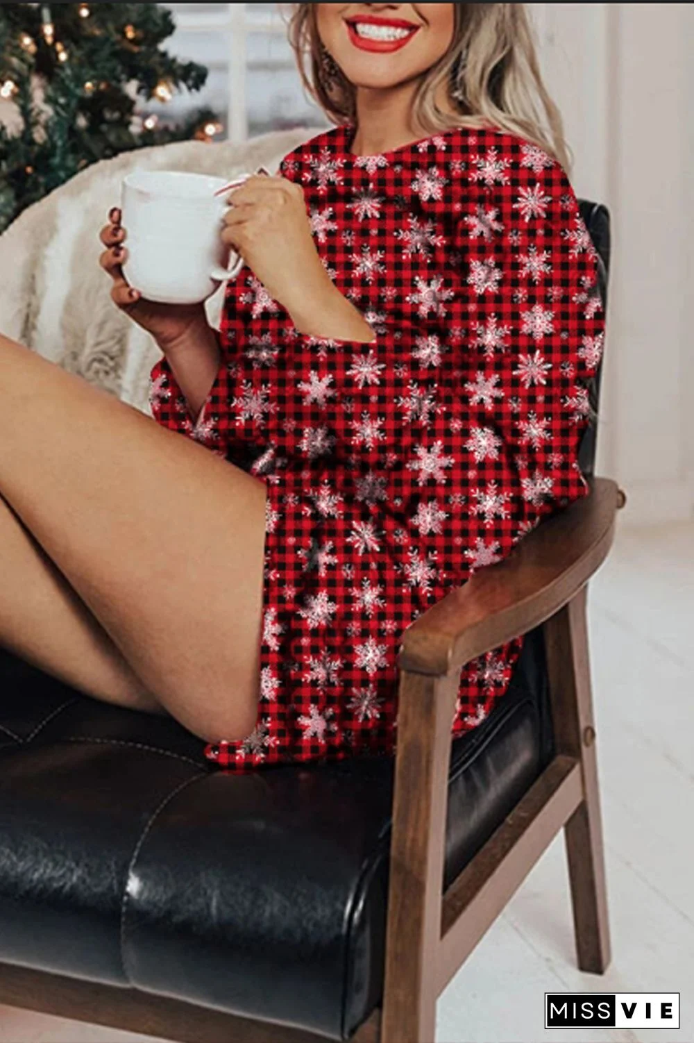 Christmas Drawstring Waist Two Pieces Sets