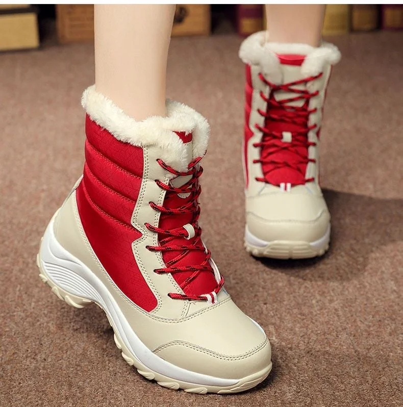 Women Boots Waterproof Winter Shoes Women Snow Boots Platform Keep Warm Ankle Winter Boots With Thick Fur Heels Botas Mujer