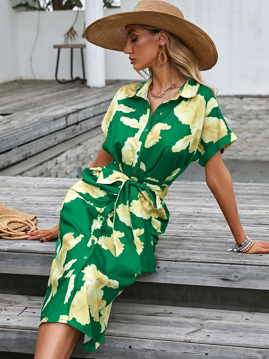 Ueong Women's Hot Style Dress Summer 2023 Slim Single Breasted Women's Dress