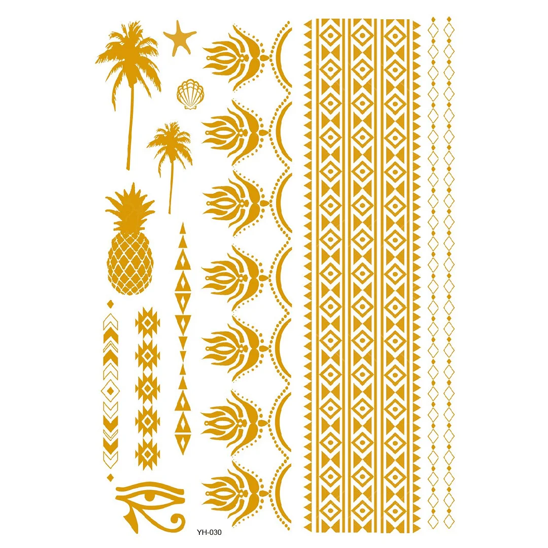 Tattoo Sexy Feather Moon Star Temporary Tattoo Female Party Body Arm Art Fake Flash Tatoos Gold Metallic Tattoo Stickers