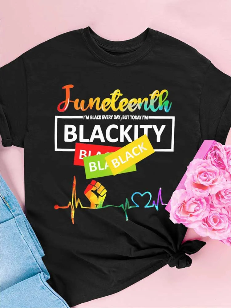 Juneteenth Black History 8 Printed Crew Neck Short Sleeve T-Shirt