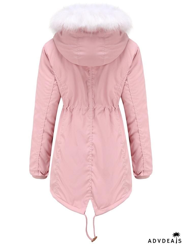 Women's Winter Solid Color Hooded Thermal Coats