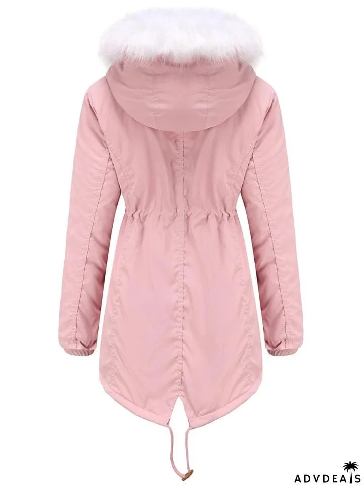 Women's Winter Solid Color Hooded Thermal Coats