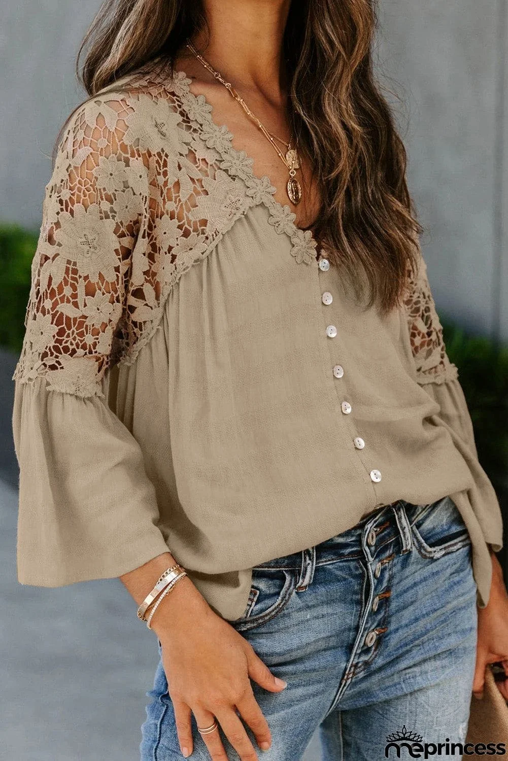 Crochet Lace Button Top