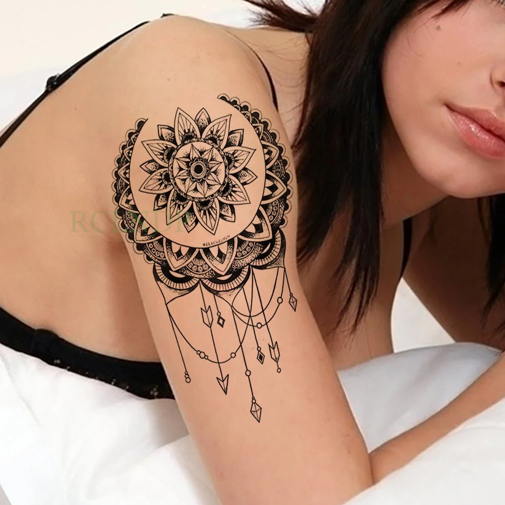 Waterproof Temporary Tattoo Sticker Skull head Clock Fake Tatto Flash Tatoo Back Leg Arm belly big size for Women girl Men