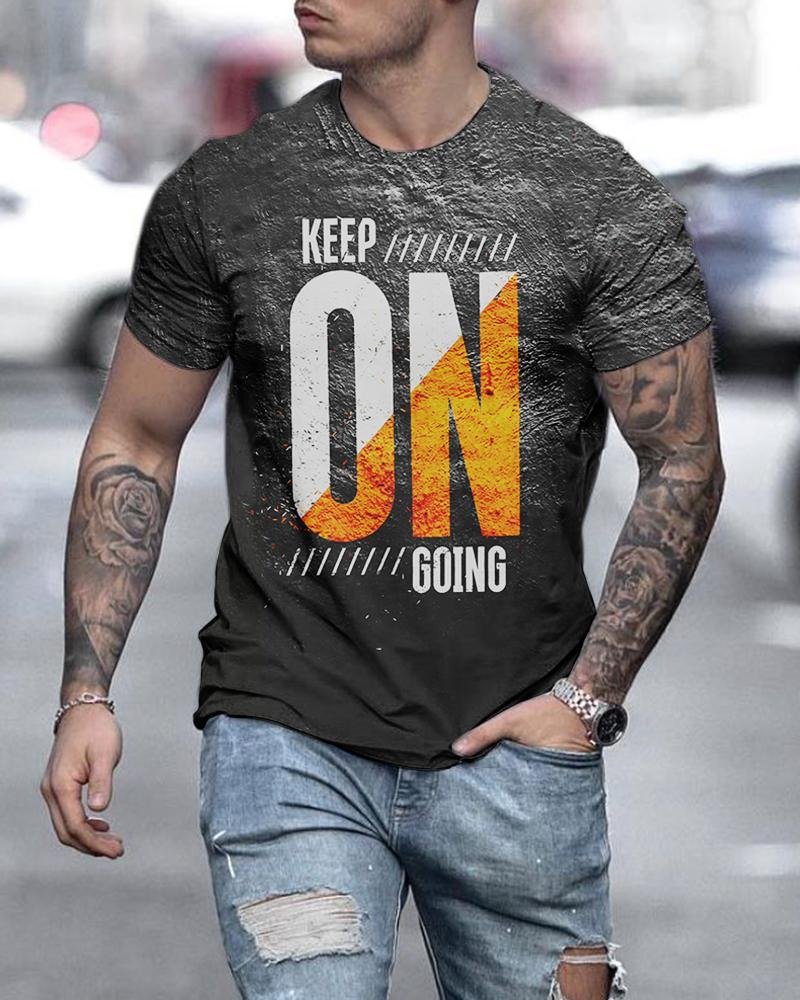 Men's Letter Print Short Sleeve T-shirt