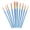 10pcs Blue Watercolor Gouache Paint Brushes Nylon Hair Painting Brush  Set-204386-newcraftday,spend $50 to get 2 free products