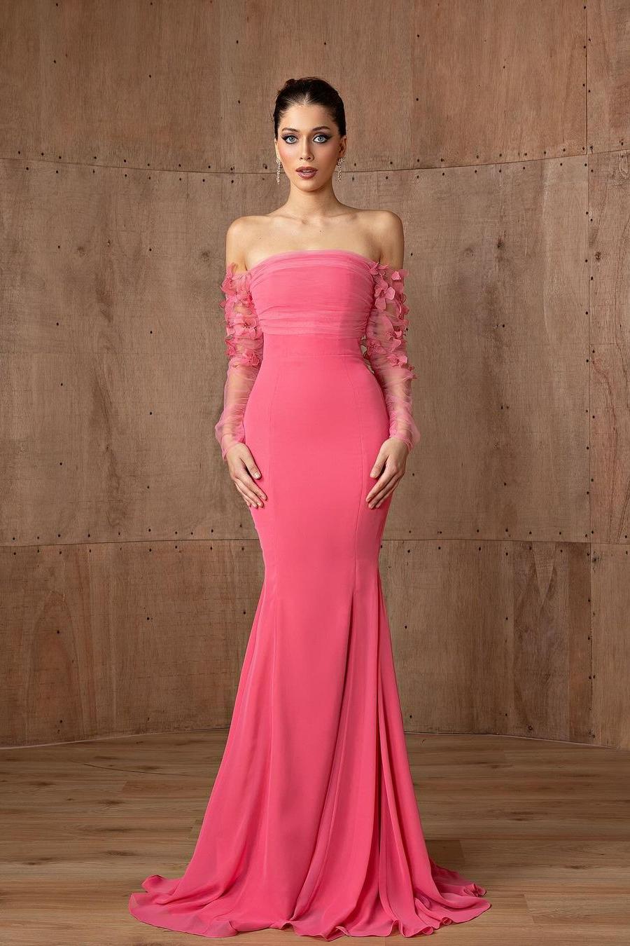 Lvs&Broner Off the Shoulder Long Sleeves Strapless Mermaid Long Prom Dress 