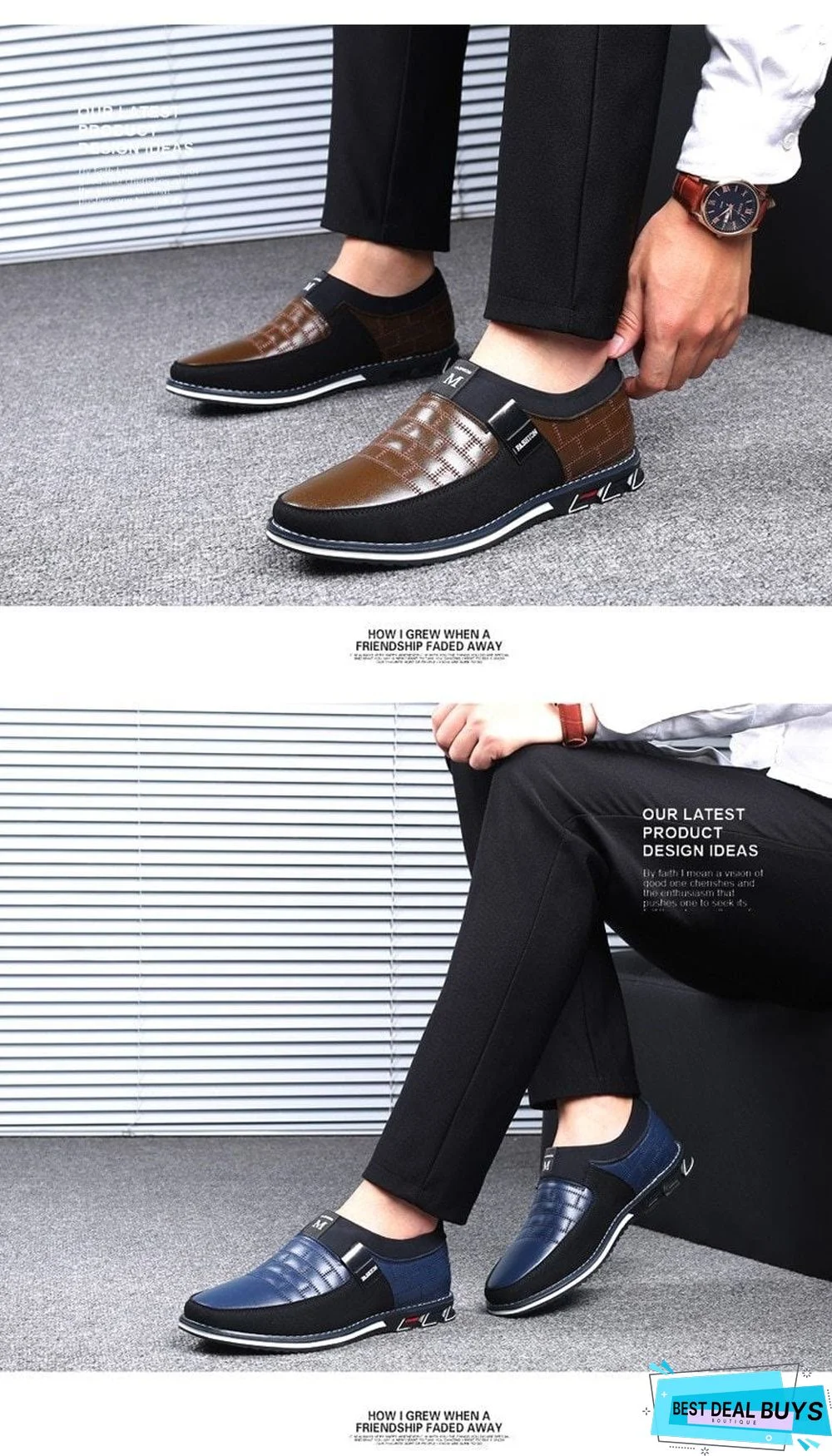 Leather Men Casual Shoes Mens Loafers Moccasins Breathable Slip On Black Driving Shoes